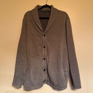 Perry Ellis Men Gray Shawl Collar Cardigan Sweater Knit Button Up Size 2X